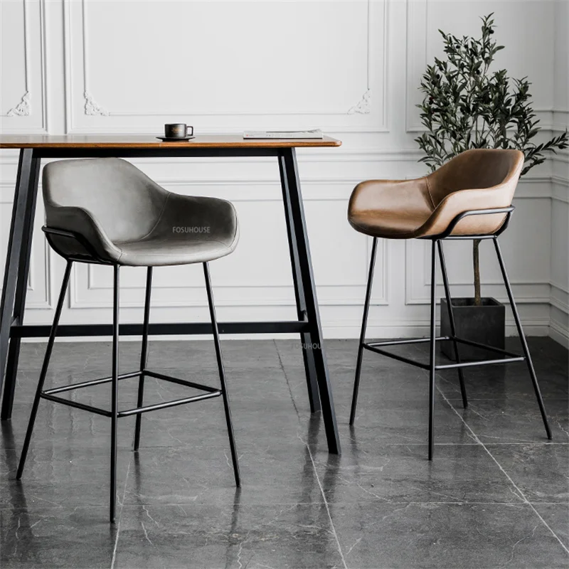 Bar chairs Nordic Iron Bar Chair Dining Light Luxury Creative Cafe Counter Barstool Kitchen Furniture HY50DC