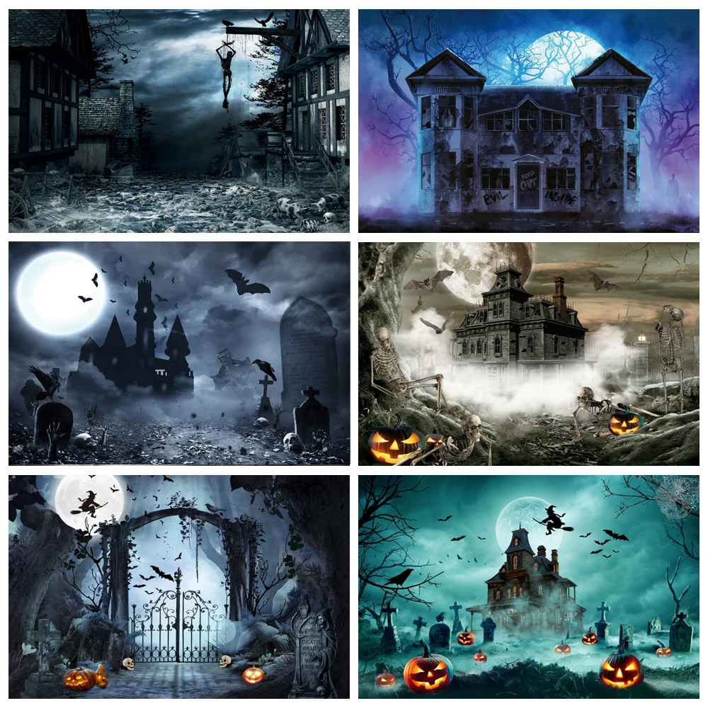 Cenário fotográfico de halloween de alta qualidade, floresta assustadora,  graveyard, bruxa, plano de fundo noturno, retratos para adultos e bebês,  estúdio de fotografia - AliExpress