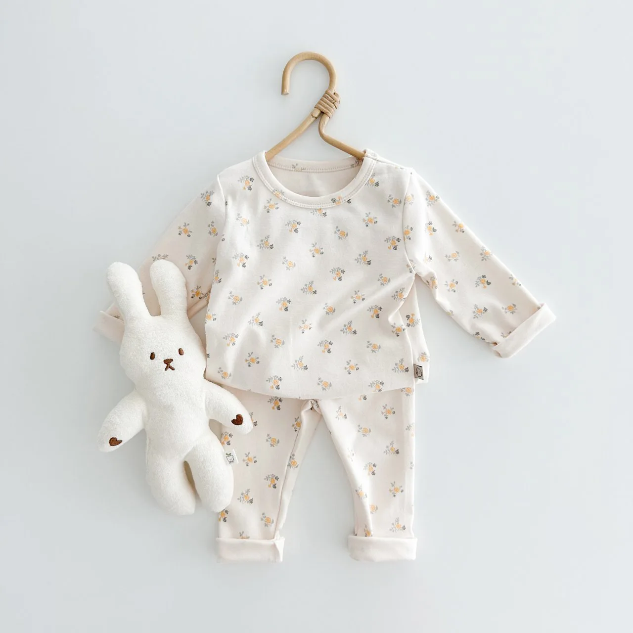 Korean Ins Infant Toddler Spring Autumn Girls Home Set Little Flower Printed Pants Bottom Shirt Pajamas Kids Girls Sleepwears