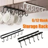 1PC Cabinet Mug Hook, 6-hooks/12-hooks Hanging Cup Holder, Multifunctional Wardrobe Row Hook Organizer Save Storage Space 1
