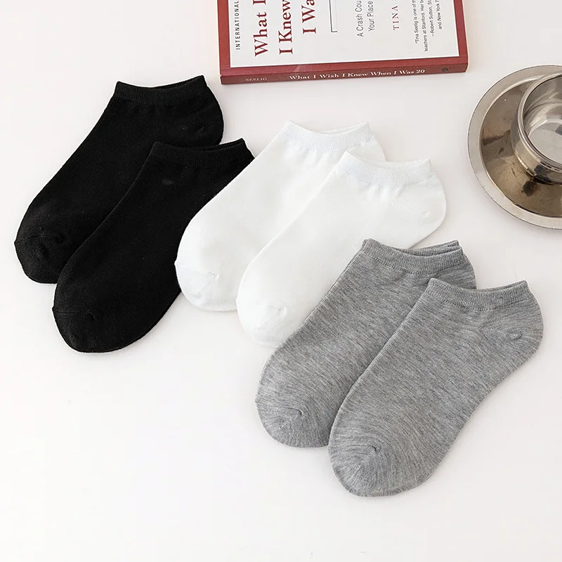 12 Pairs Men's Boat Socks Breathability Sweat Absorption Sports Business Socks Leisure Solid Color Men's Low Tube Floor Socks