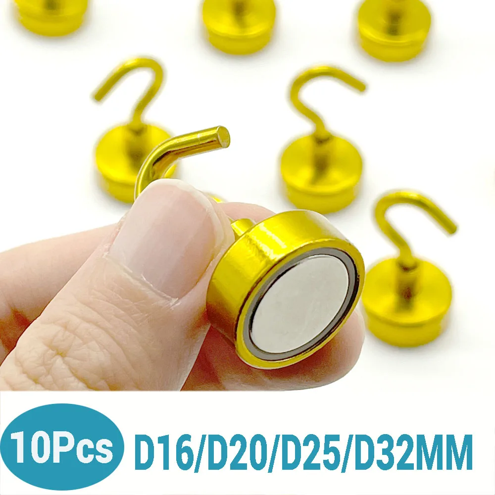 

10 шт., неодимовые магнитные крючки для хранения, D16/ D20/ D25/D32MM
