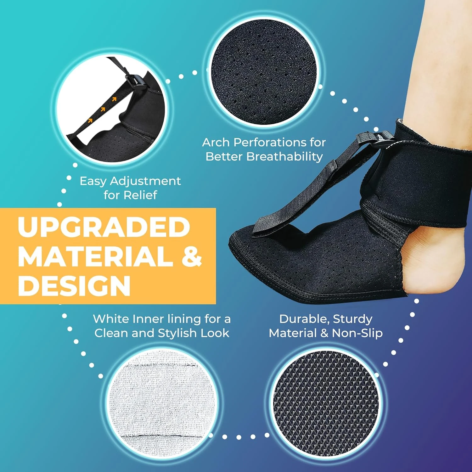 Luxuriously comfortable and adjustable Plantar Fasciitis night sock for ultimate pain relief-Advanced support for men and wome