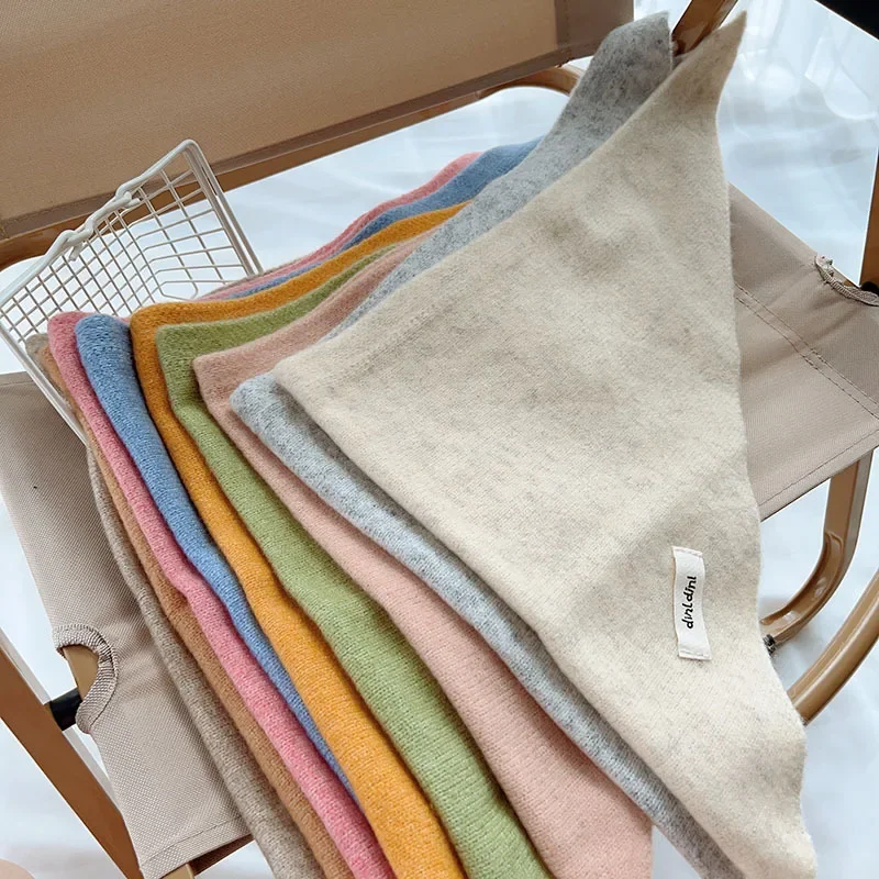 Baby Wool Triangle Scarf Autumn Winter Warm Windproof Neckerchief Kids Knitted Towel Solid Boys Girls Children's Cashmere Scarf