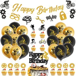Bike Birthday Party Decorations Bicycle Latex Balloons for Kids Birthday Baby Shower Wedding Cake Topper Banner Party Supplies