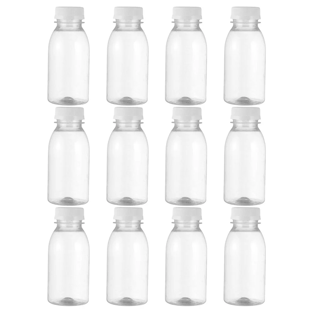 

20 Pcs with Cover Refrigerator Milk Bottle Travel Juice Bottles The Pet Anti-leak Clear