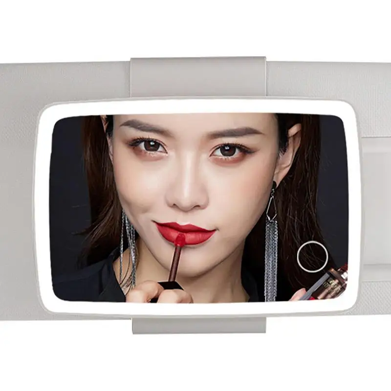 

Car Visor Vanity Mirror LED Car Mirror With Touch Screen Car Cosmetic Mirror With Built-in Battery Rear View Sun-shading