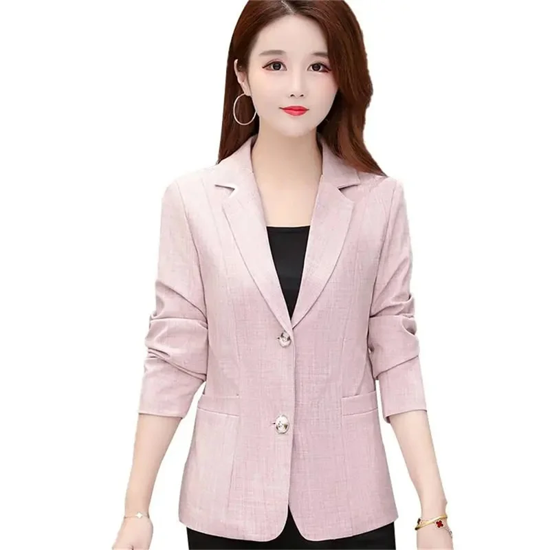 

Solid Color Vintage Women's Blazer Spring And Autumn Thin Coat Middle-Aged Women's Suit Jacket Elegant Mother Windbreaker Slim