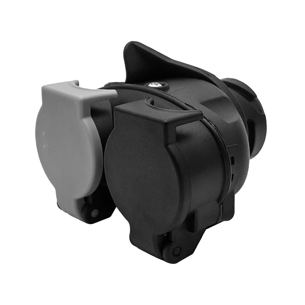 13 Pin to 7 Pin Euro Trailer Towing Caravans Dual Socket Plug Adapter Connector