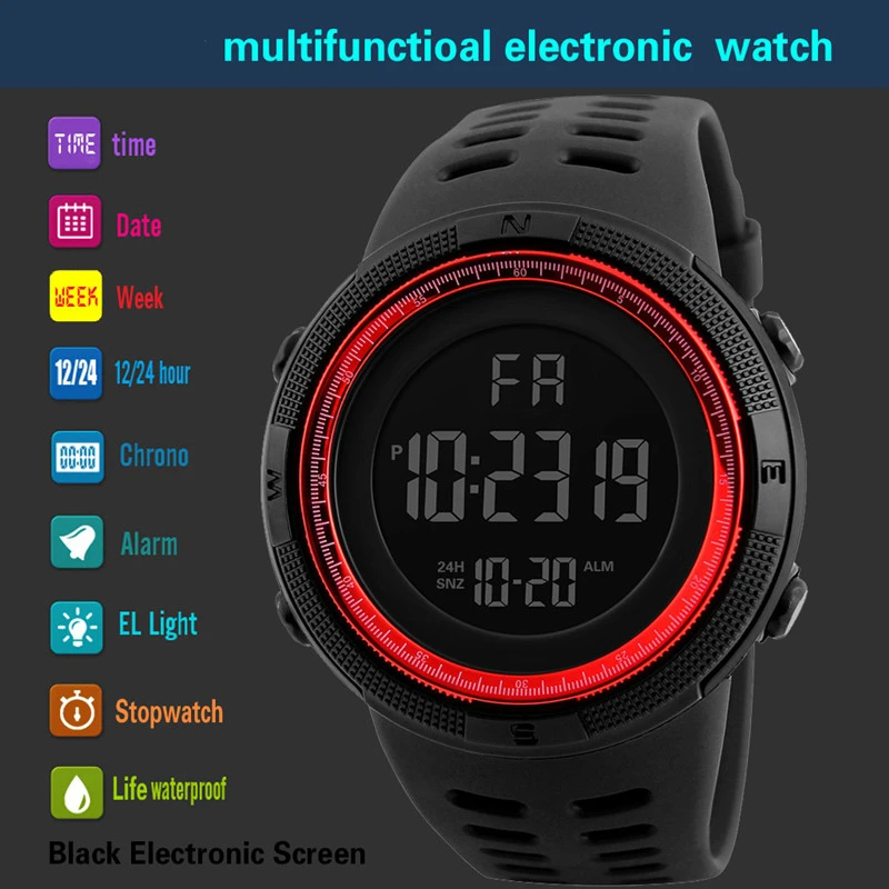 Watch Men Digital Electronic Watch Date Stopwatch Electronic Hand Watch Unisex Sports Watch Led Display Men and Women Watches