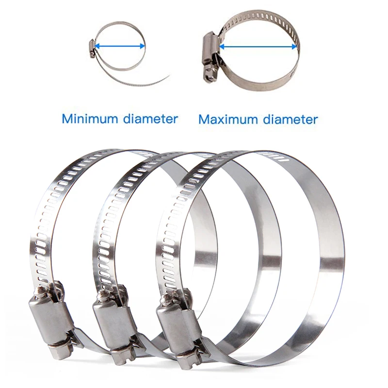 5/10PCS Stainless Steel Hose Clamp Adjustable 6 to 152mm Assortment Kit Worm Gear Metal Fuel Line Clamp for Plumbing Automotive