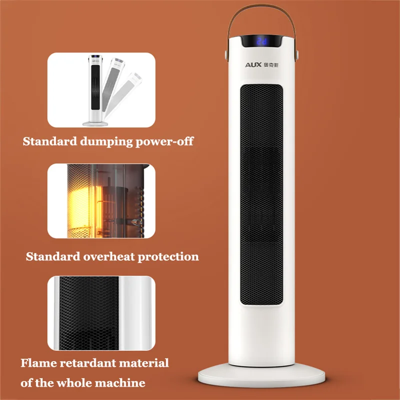 Home Fast Heating Vertical Heater for Home Winter Energy Saving Electric  Warmer Fireplace Timing Shaking Head Tower Fan Heater