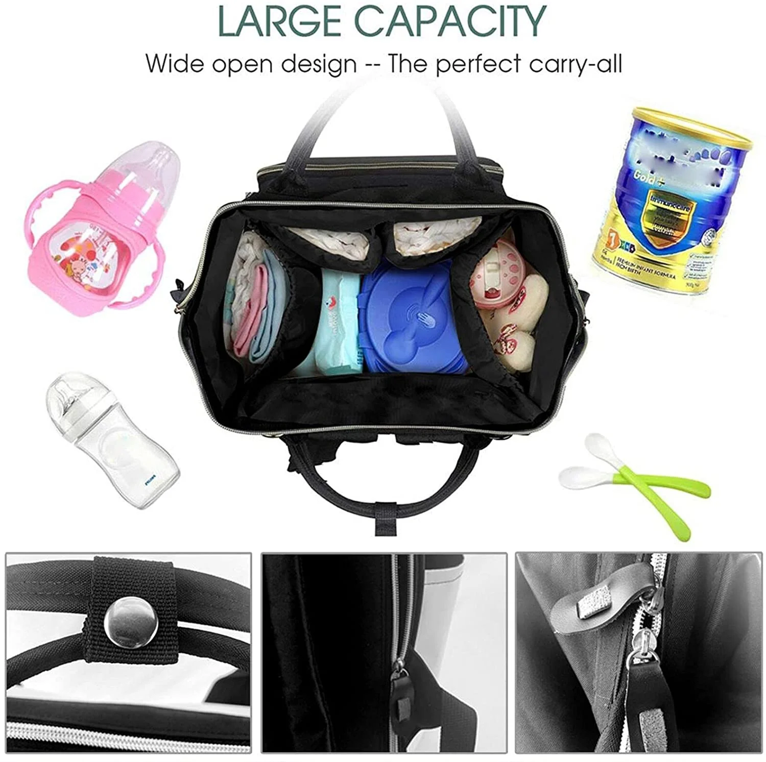 Sunflowers Printed Mummy Backpack Diaper Bag Multi-Function Maternity Nappy Bags, Kid Bag with Laptop Pocket,Stroller Straps