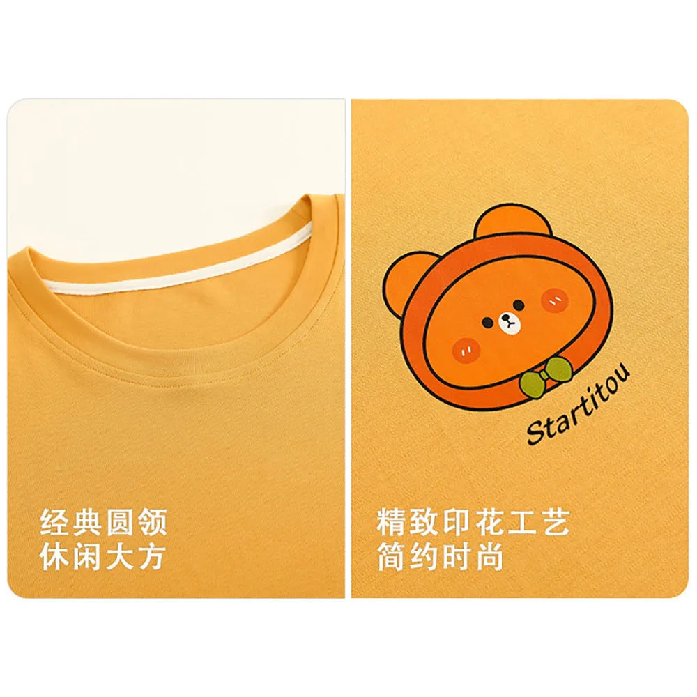 M-4XL Sleepwear Women's Suit 100% Cotton Antibacterial Calf-length Pants 2024 New Cute Summer Pajamas Set Casual Pijama Mujer