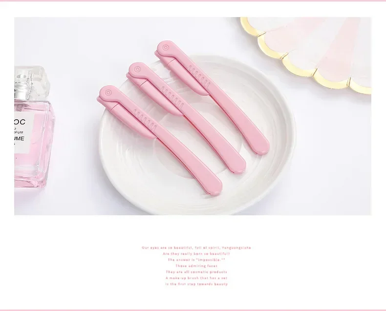 Blades Beauty Face Eye Shaper Shaver Stainless Steel Makeup Tools 3Pcs/Set Pink Folding Eyebrow Trimmer Armpit Hair Razor