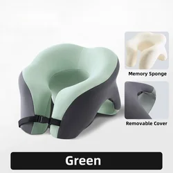 Ergonomic Memory Foam Travel Neck Pillow - U-Shaped Portable Head Support Cushion for Ultimate Comfort (Green)