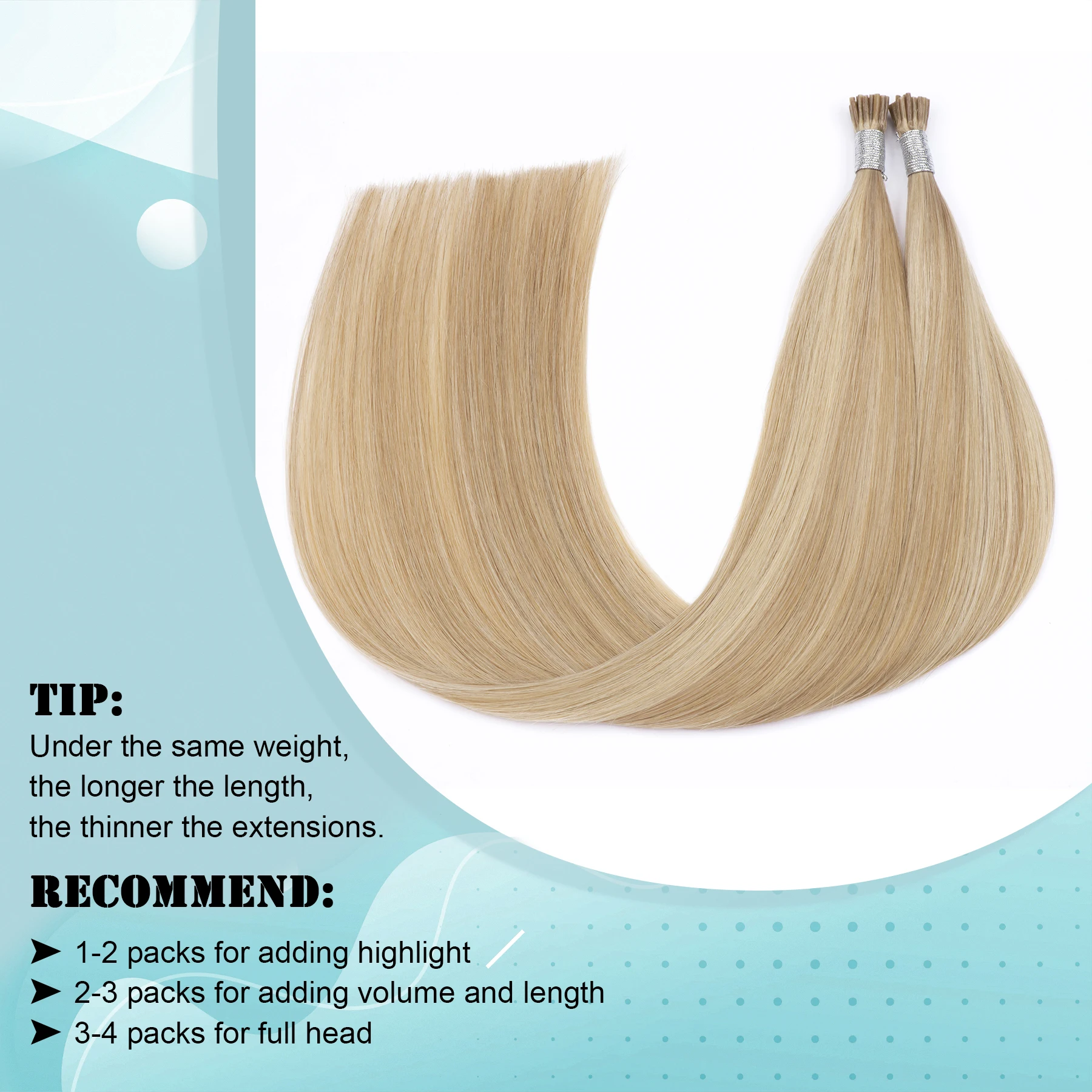 Itip Human Hair Blonde I Tip Hair Extensions Human Ash Blonde to Bleach #18/613 Pre Bonded I Tip