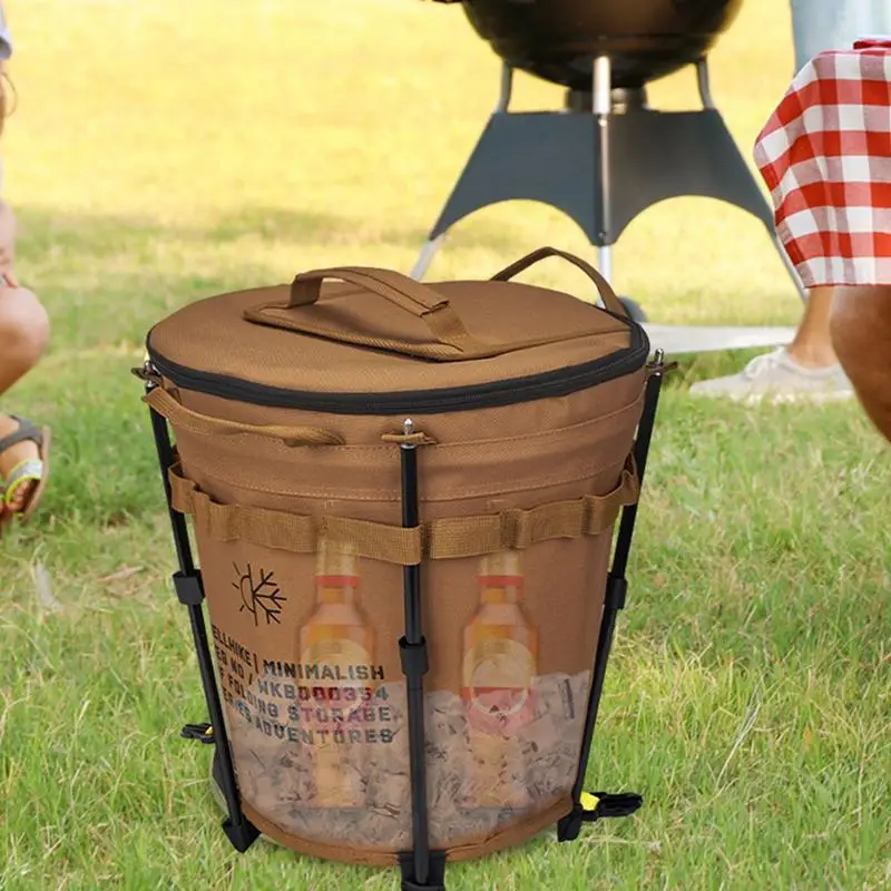 Insulated Bucket Cooler 20L Foldable Outdoor Camping Ice Bucket Camping Container For Car Portable Waterproof Inner Layer