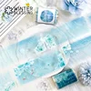 2m Laser Iridescent PET Tape Blue Flower Transparent Roll Stickers Decorative Adhesive Tape For Scrapbooking Journal Stationery 1