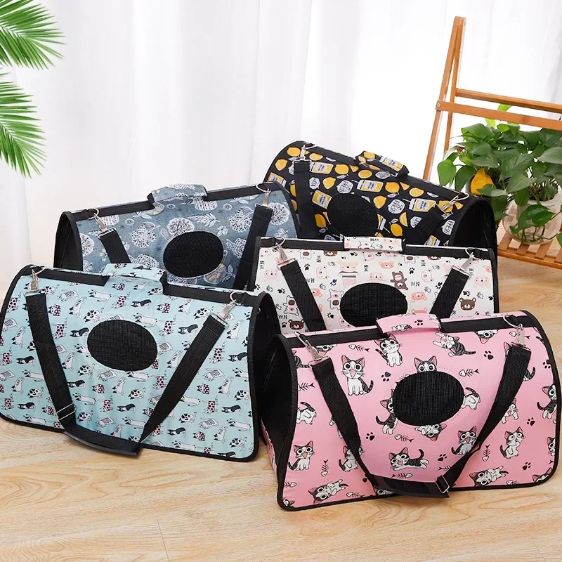 고양이Breathable Cat Carrier Bag Foldable Pet Dog Bags for Outdoor Large Capacity Handbag Colorful Cross-body Cat Bag for Small Dog