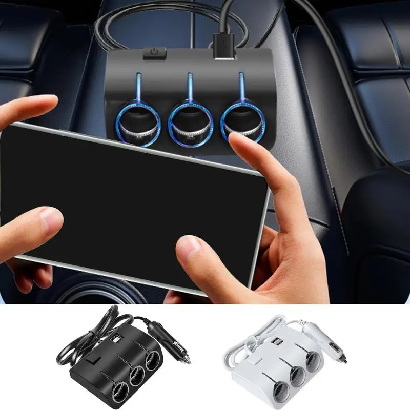 

12V/24V Car Lighter Splitter 3-Socket Auto Cigarettes Adapter 120W Power Hands Free Quick Car Charger For Cellphone tablets