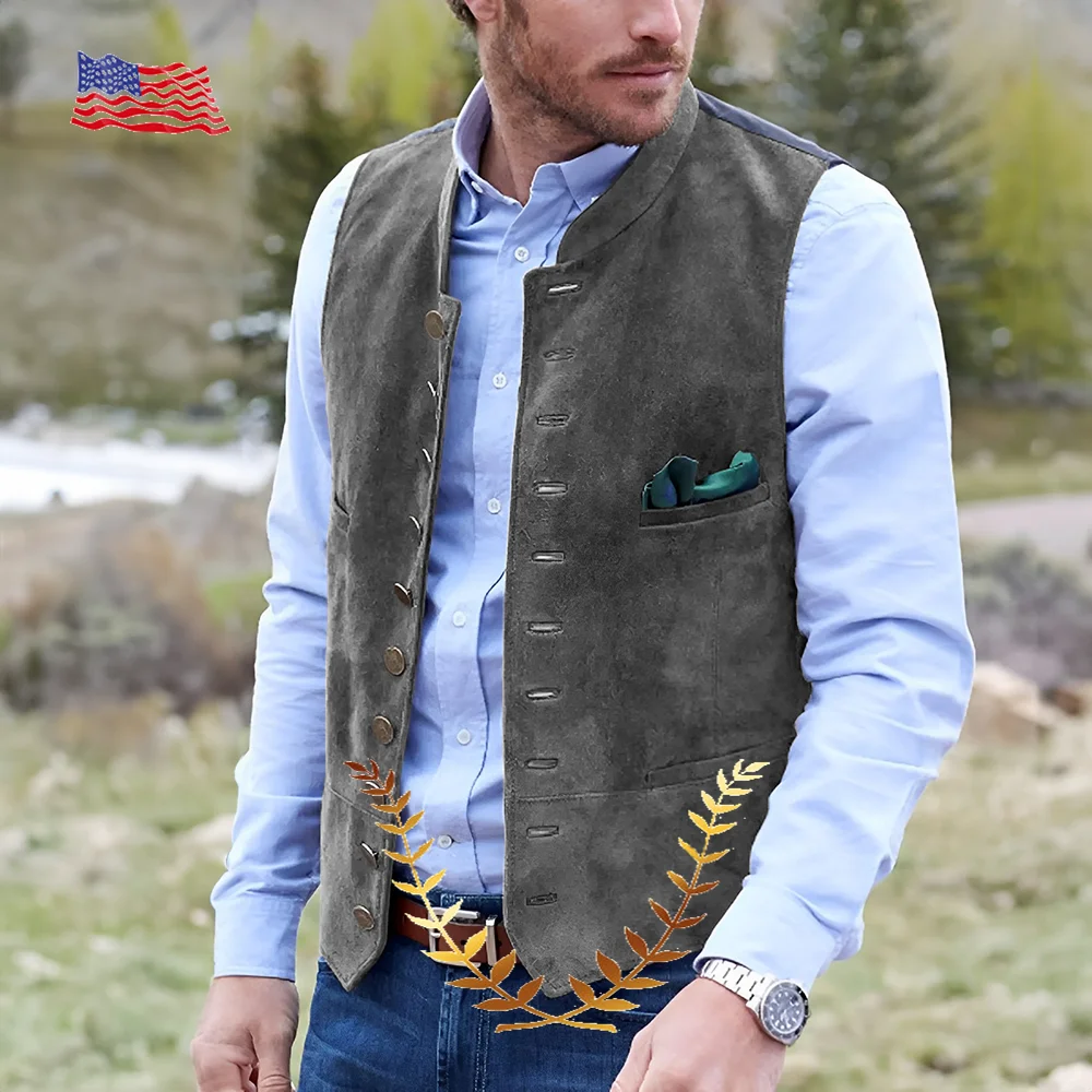 Men's Suede10-button Suit Vest Best Man Wedding Clothing Jacket Victorian Style Steampunk Casual Business Vest