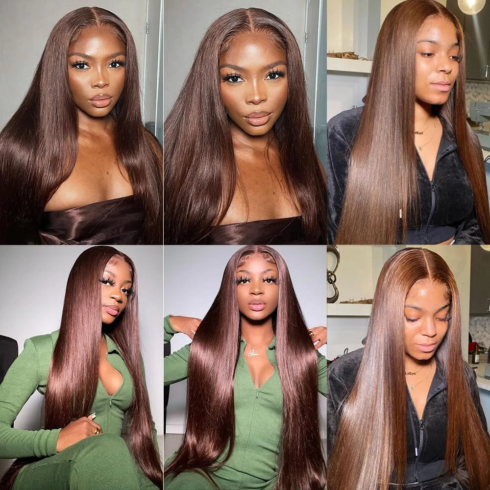 30 Inch Bone Straight 13x4 Synthetic Lace Front Wigs Pre Plucked Heat Resistant Fiber Free Parting Natural Hairline Glueless Wig 5