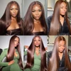 30 Inch Bone Straight 13x4 Synthetic Lace Front Wigs Pre Plucked Heat Resistant Fiber Free Parting Natural Hairline Glueless Wig 5