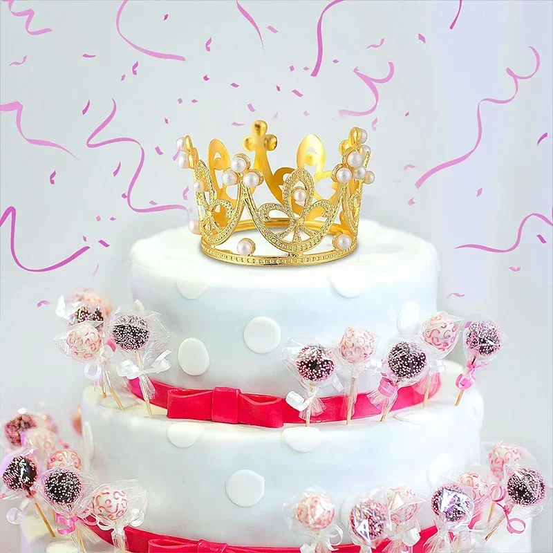 Cake Topper Cake Toppers Cake Decorations Party Decorations Birthday Party Supplies Cupcake Supplies Mini Pearl Crown Cake Decoration Cupcake Topper Kids Hair Ornaments DIY Cake Baking Decoration For Wedding Birthday Party Decor