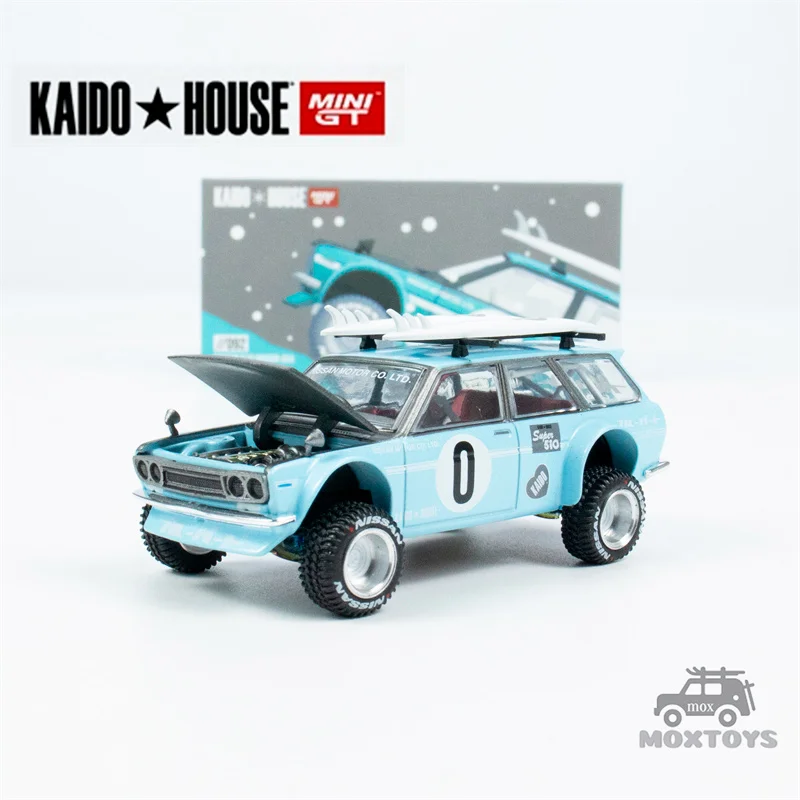 Kaido House x MINI GT 1:64 Datsun KAIDO 510 Wagon Kaido GT #0 Blue Diecast Model Car