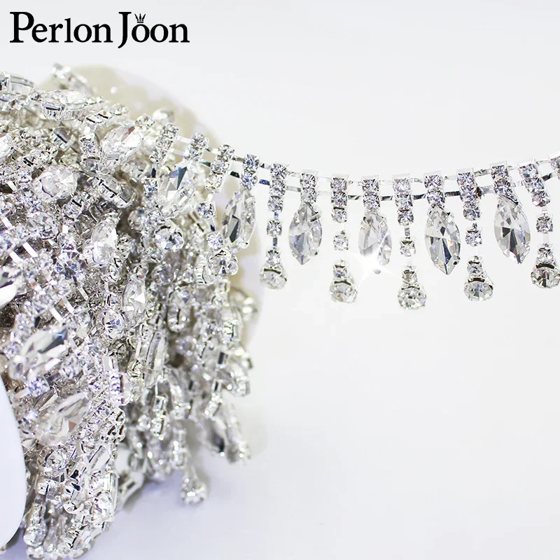 Rhinestone Chain Rhinestone Trimmings Rhinestone Accessories Rhinestones Beads Drop AB Rhinestone trim multicolor crystal gold chain For women clothing decoration shoes accessories ML057