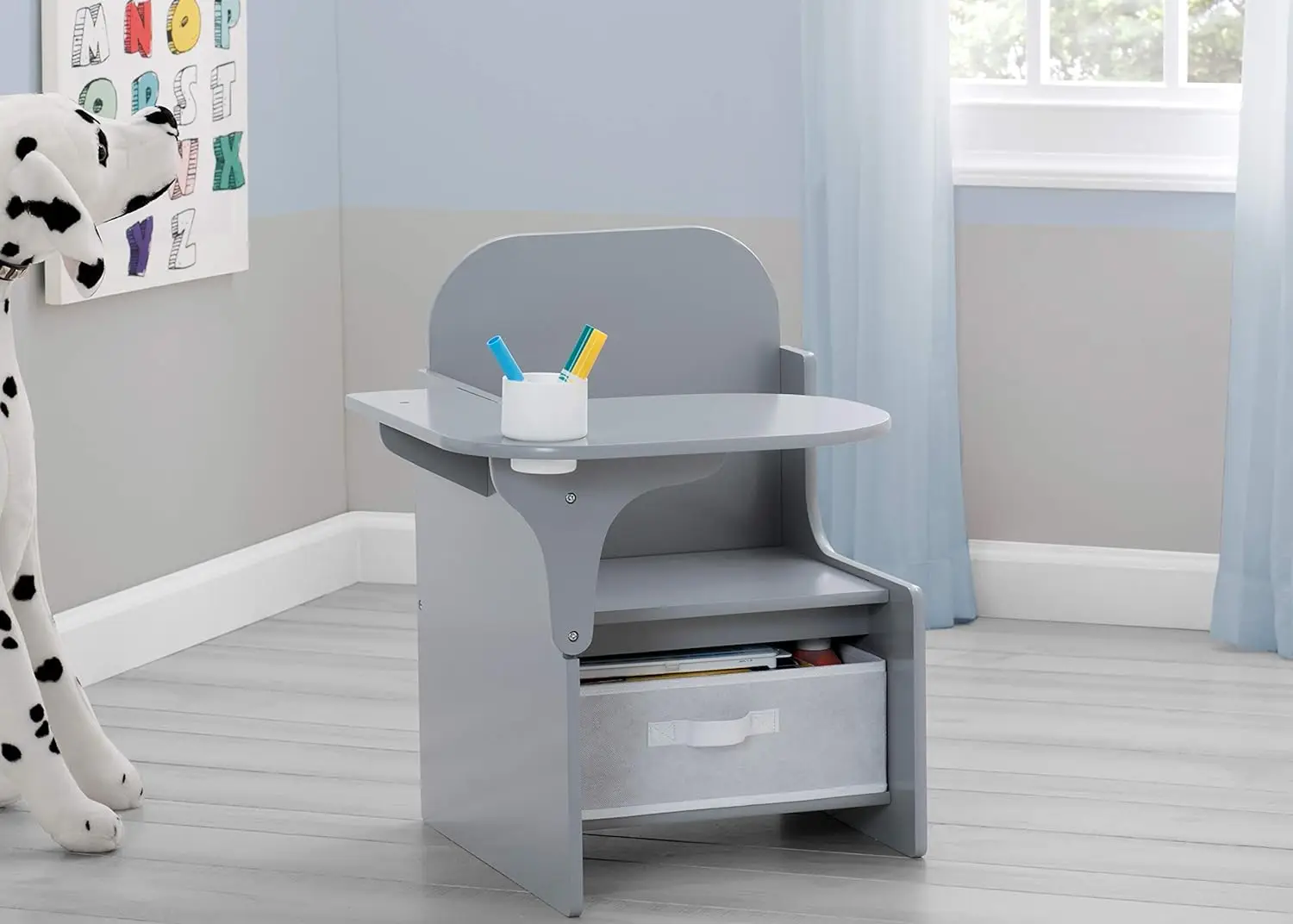 chaise-bureau-avec-bac-de-rangement-gris