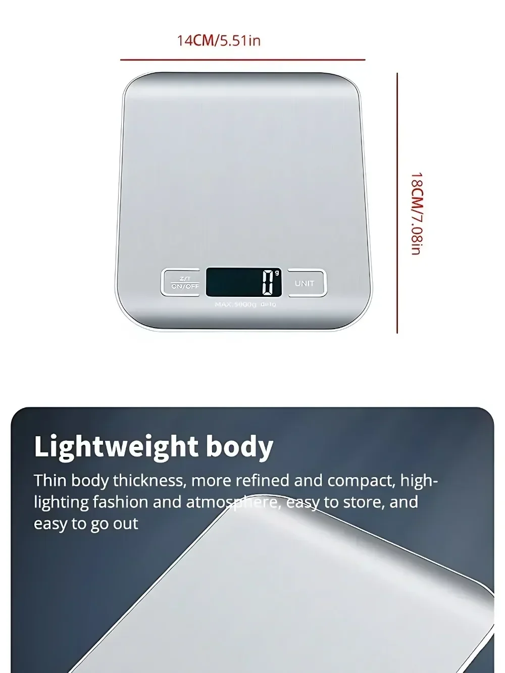 Description Picture 6 of item5kg/1g Digital Kitchen Scale LED Stainless Steel High-precision Electronic Scales Home Jewelry Food Weighing Baking Tools