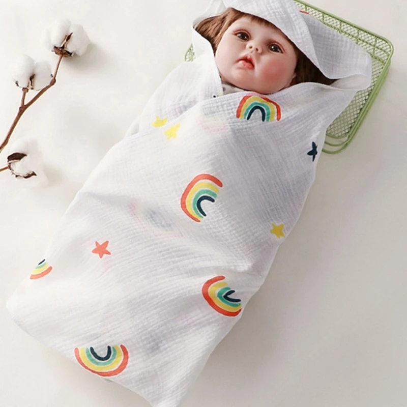 

Baby Blanket Cotton Wrap Blanket Cartoon Printed Bath Towels 0-12M Infant Boy Girl Gender Neutral Non-fluorescent Towel