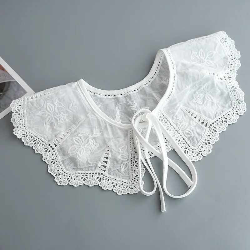 

Korean Shirt Fake Collar Shawl Wraps for Womens Hollow Out Floral Lace Necklace False Collar Summer Dress Detachable Collar