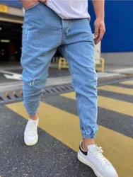 Men‘S Jeans 2021 Jogger Harem Pants Men Harajuku Cargo Cotton Scratched Jeans Biker Casual Denim Hip-hop Sweatpants Male Trouser