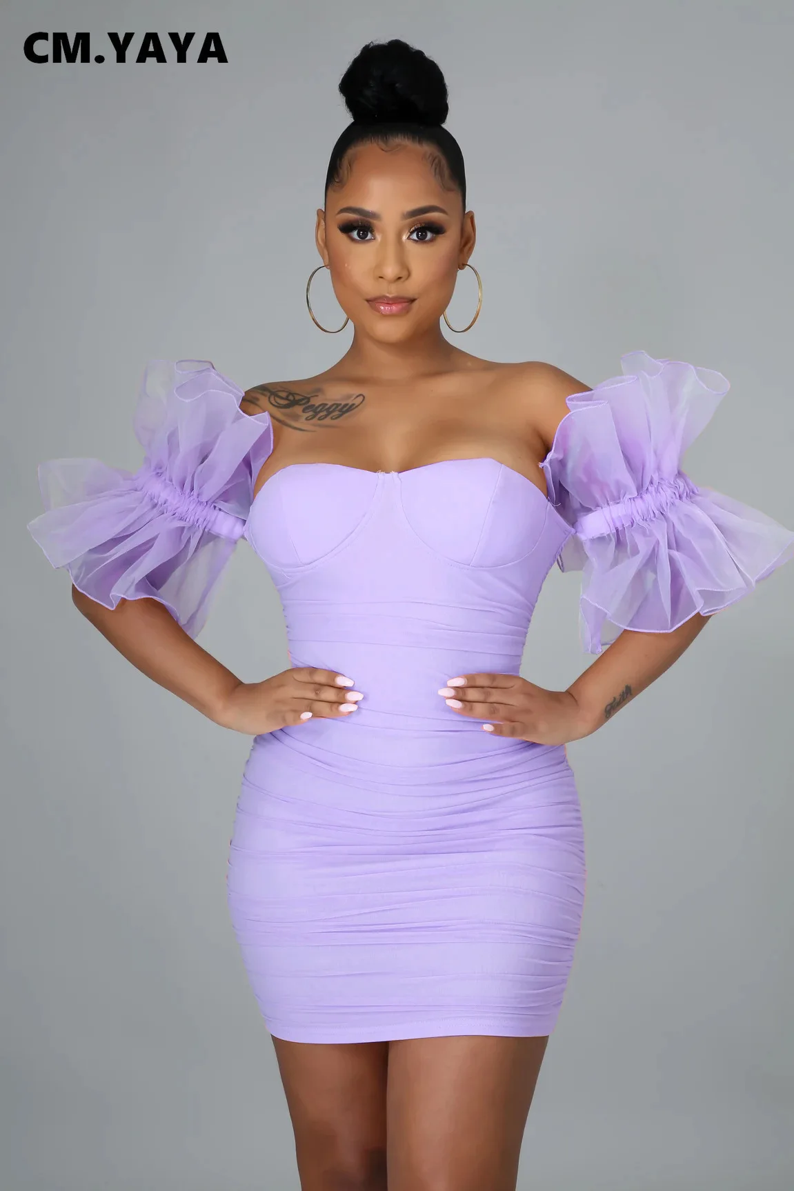 Women Mini Dress petal half Sleeve sweetheart Sheath