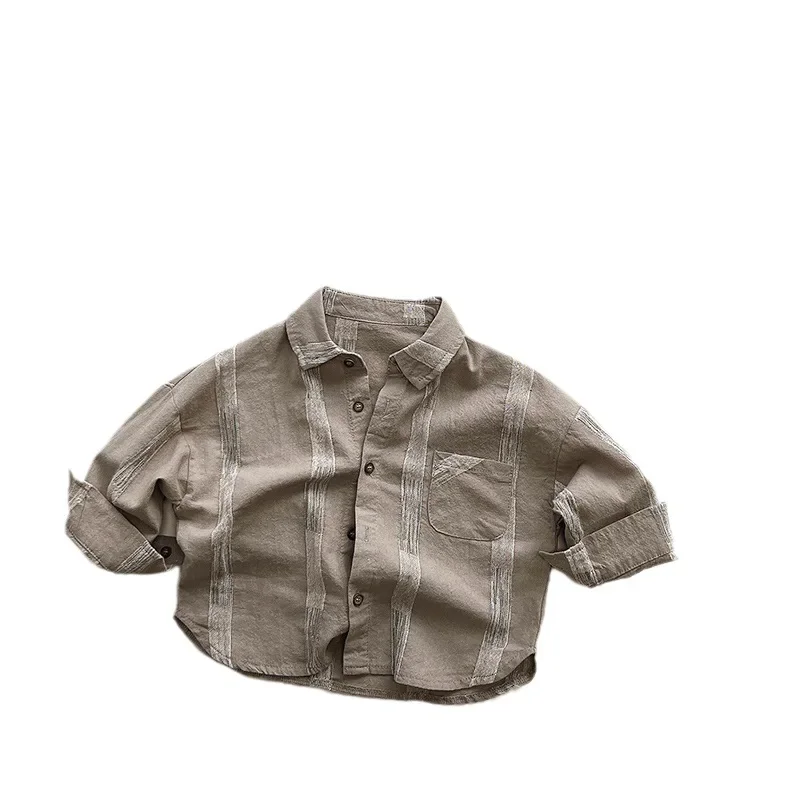 Kids' Cotton Shirt Personality Spring Autumn Pure Cotton Japanese Style Open Cardigan Top for Boys And Girls