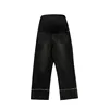Plus Size Maternity Wide Leg Jeans for Spring, Stretch Straight Cut 9/10 Length Pants, Casual Pregnancy Denim Trousers 5