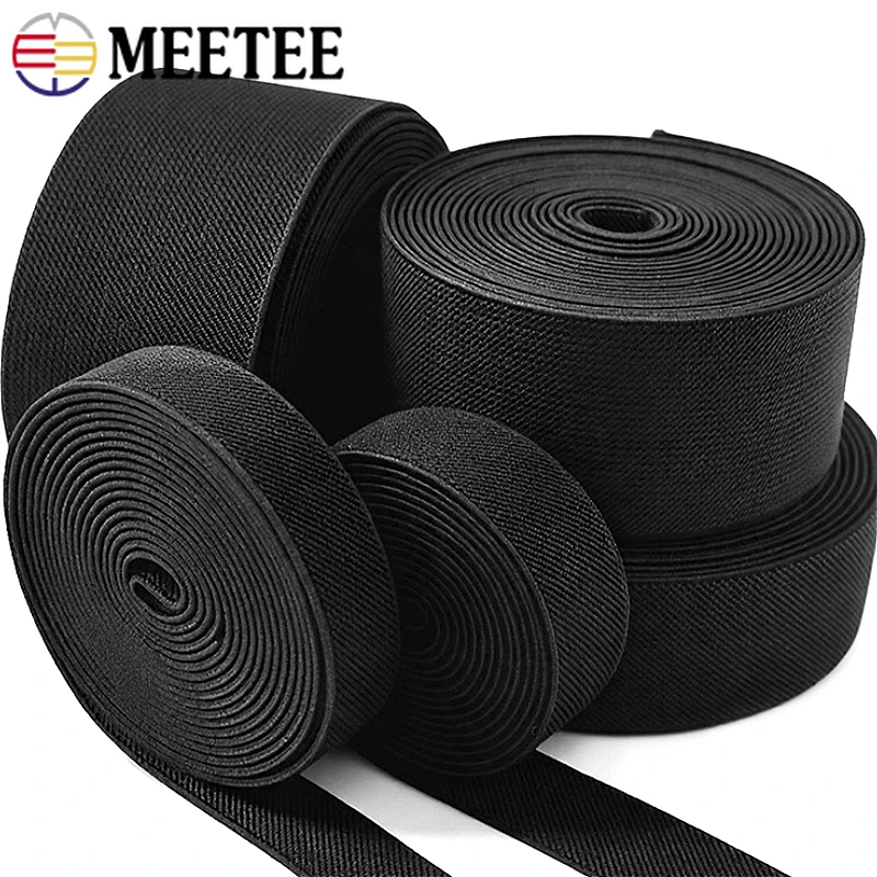 Black Nylon Elastic Waistband - Stretch Tape for Sewing and Crafts (4 Meters, 10-80mm Width)