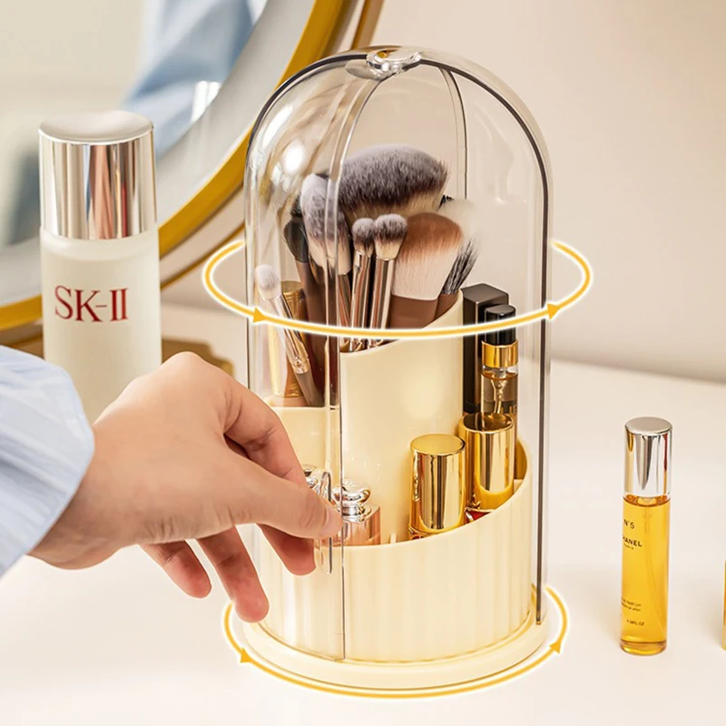 360° Rotating Makeup Brush Holder Desktop Makeup Organizer Cosmetic Storage Box Lipstick Eyebrow Brush Holder Jewelry Container 3