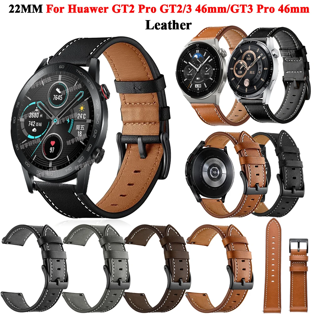 

Ремешок кожаный для наручных часов Huawei Watch 4/3 Pro, браслет для Honor Magic 1 2 46 мм/GS 3 3i/GS Pro, 22 мм