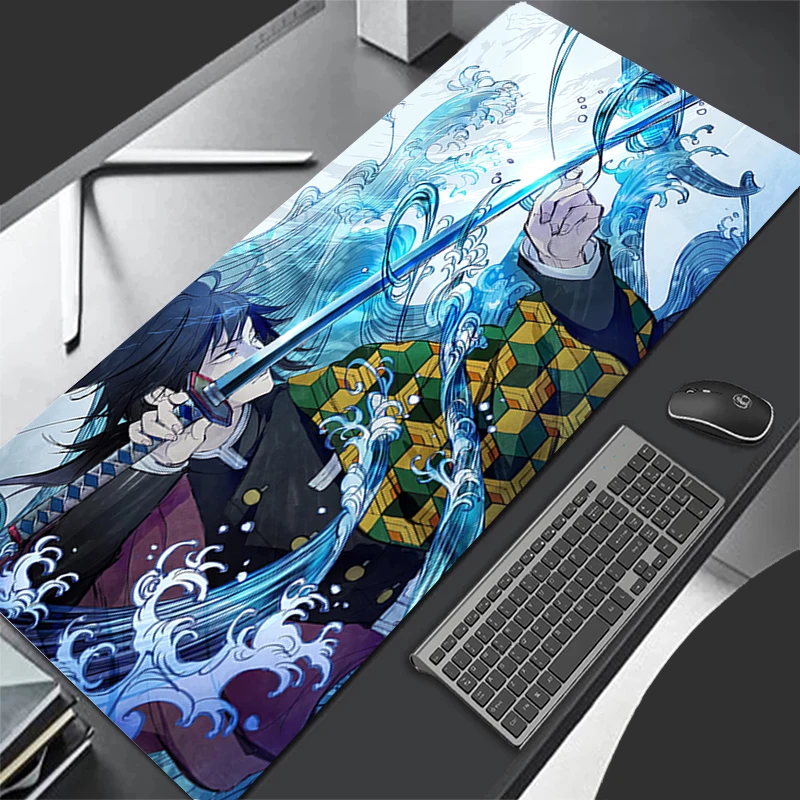 Demon Slayer Tomioka Giyuu Mouse Pad Gaming Accessories PC Gamer alfombrilla xxl Computer Desk Mat Laptop Varmilo Keyboard Pads 4