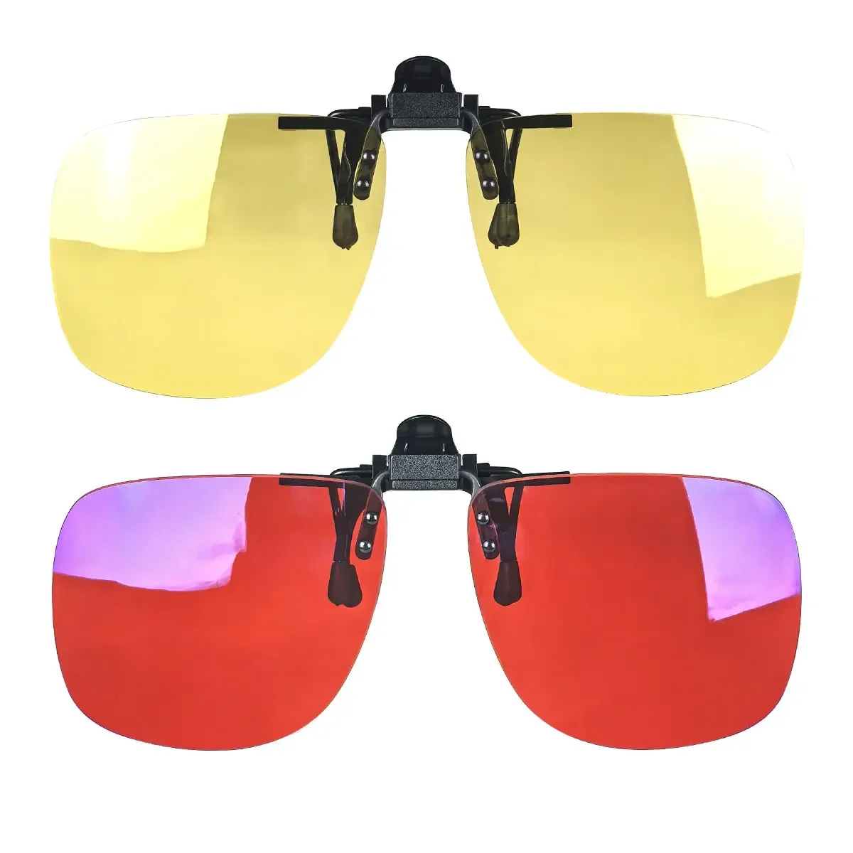 Enhanced Sleep-Optimized Polarized Clip-On Sunglasses - Large Square Shape with Orange and Yellow Lenses