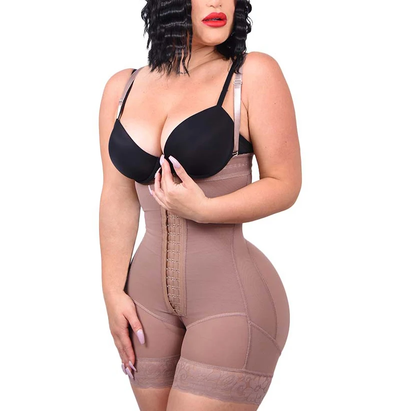 Flatter Figure Shapewear for Women Tummy Control Body Shaper Butt Lifter Thigh Slimmer Faja Plus Size with Zipper Crotch