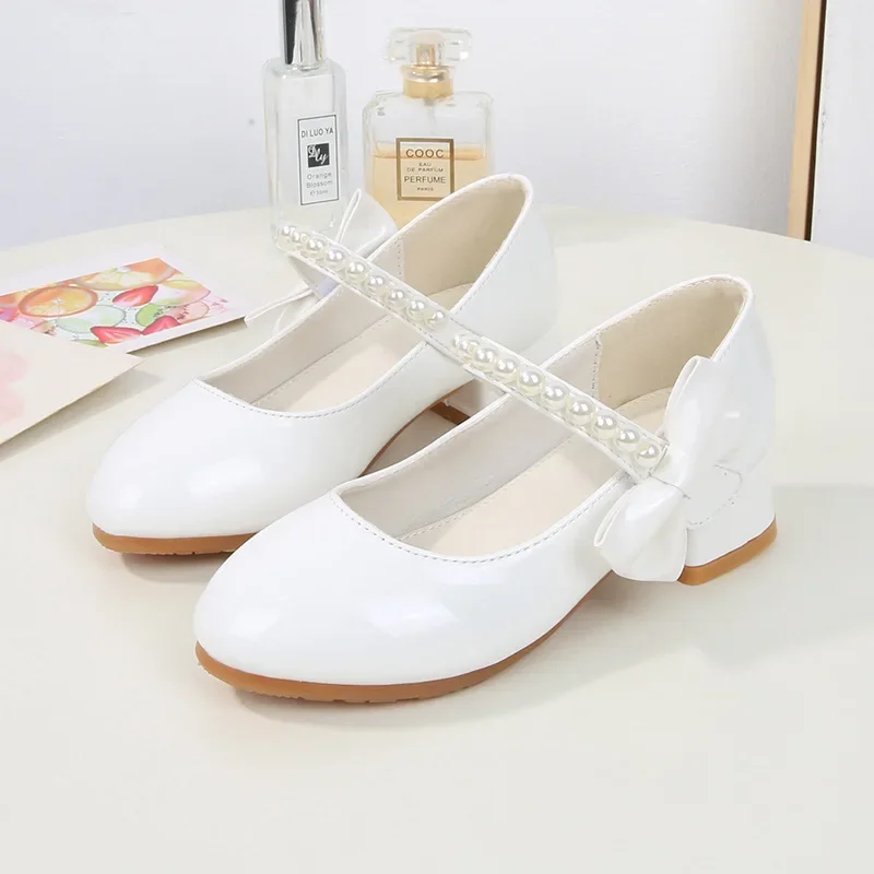 Summer Girls Shoes High Heels Patent Leather White Girl Communion Shoes  Party Formal Princess Dress Shoe Girl Wedding Ceremony - AliExpress