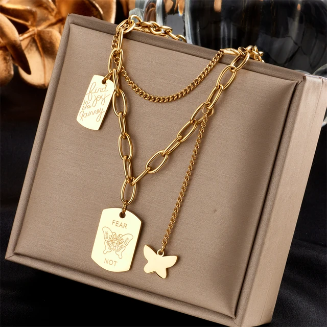 Vintage Authentic Gucci Butterfly Heart Necklace Italy w Dust Bag Box SMALL  | Accessori