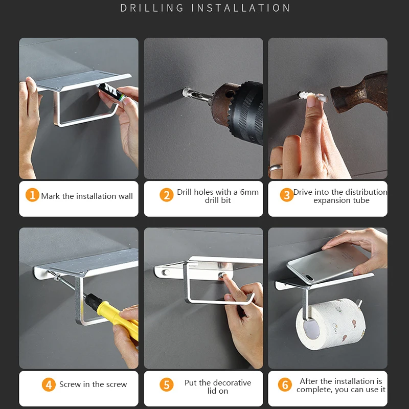 Aluminum Alloy Toilet Paper Holder Shelf With Tray Bathroom Accessories Kitchen Wall Mounted Hanging Toilet Paper Roll Holder toilet paper holder toilet roll holder