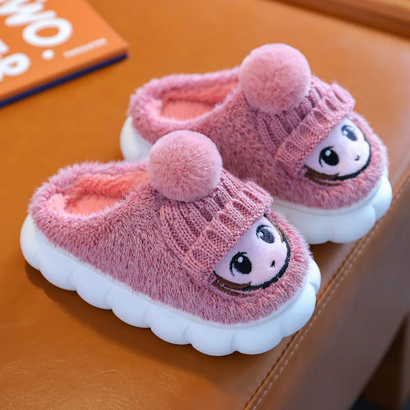 Winter Baby Girls Antiskid Cotton Slippers Children's Cute Cartoon Home Indoor Plush Slippers Warm Furry Kids Footwear kids slippers