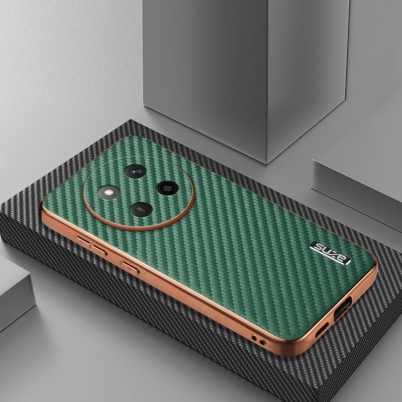 Luxury PU Plating Carbon Fiber Protective Back Cover Case